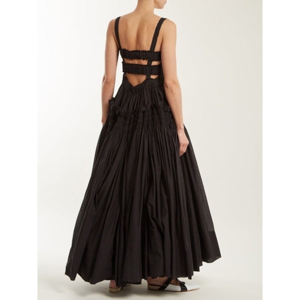 Commense‎ Black Maxi Dress Smocked Bodice Sleeveless Tiered Long Dress size XS
